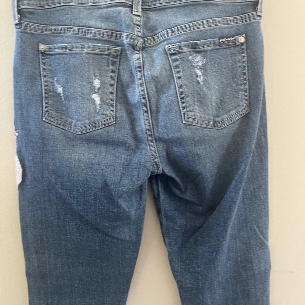7 Mankind Distressed Floral Jeans Size 26 - Picture 8 of 12
